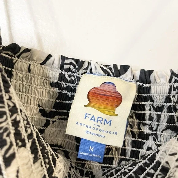 ANTHROPOLOGIE FARM RIO POPLIN BEADED TROPICAL CELESTIAL SUNS MIDI DRESS M - Picture 9 of 11